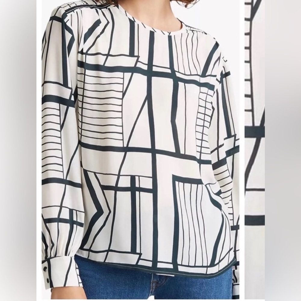 Club Monaco Black and White Geometric Blouse XS never worn
